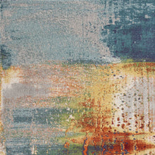 Load image into Gallery viewer, 8&#39;X11&#39; Blue Rust Orange Machine Woven Abstract Brushstrokes Indoor Area Rug