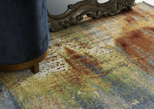 Load image into Gallery viewer, 8&#39;X11&#39; Blue Rust Orange Machine Woven Abstract Brushstrokes Indoor Area Rug