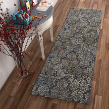 Load image into Gallery viewer, 2&#39;X4&#39; Slate Blue Machine Woven Damask Indoor Accent Rug