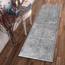 Load image into Gallery viewer, 8&#39;X11&#39; Silver Blue Machine Woven Traditional Floral Indoor Area Rug