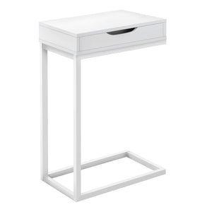 16" X 10.25" X 24.5" White Metal With A Drawer Accent Table