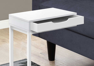 16" X 10.25" X 24.5" White Metal With A Drawer Accent Table