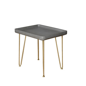 18" Gold And Gray End Table