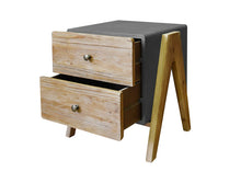 Load image into Gallery viewer, 20&quot; Wood Brown And Gray End Table With Two Drawers