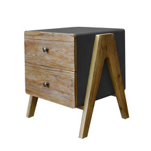 Load image into Gallery viewer, 20&quot; Wood Brown And Gray End Table With Two Drawers