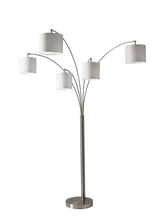 Load image into Gallery viewer, 82&quot; Black Five Light Tree Floor Lamp With Beige Solid Color Drum Shade