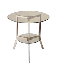 Load image into Gallery viewer, 21&quot; Beige Mirrored Round End Table With Shelf