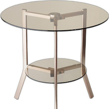 Load image into Gallery viewer, 21&quot; Beige Mirrored Round End Table With Shelf