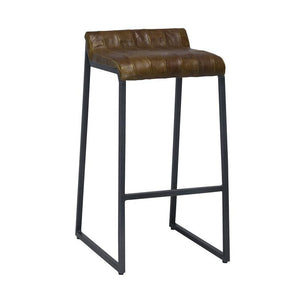 27" Brown And Black Iron Backless Counter Height Bar Chair