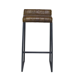 27" Brown And Black Iron Backless Counter Height Bar Chair
