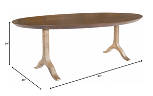 Oval Walnut And Antique Gold Dining Table