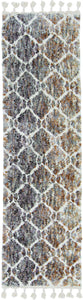 5' X 8' Grey Or Sand Geometric Abstract Diamonds Indoor Area Rug With Fringe
