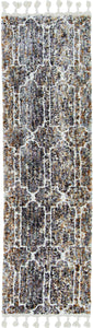 2' X 7' Mocha Mosaic Pattern Runner Rug With Fringe