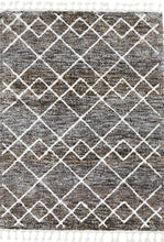 Load image into Gallery viewer, 2&#39; X 7&#39; Mocha Geometric Diamond Runner Rug With Fringe