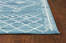 Load image into Gallery viewer, 8&#39; Ivory Blue Hand Tufted Oversized Floral Indoor Runner Rug