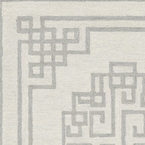 2' X 4' Ivory  Grey Wool Area Rug