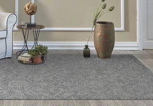 8' Grey Hand Tufted Space Dyed Floral Ogee Indoor Runner Rug