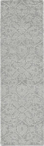 8' Grey Hand Tufted Space Dyed Floral Ogee Indoor Runner Rug