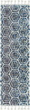 Load image into Gallery viewer, 8&#39; Navy Charcoal Hand Tufted Geometric Diamond Pattern Indoor Runner Rug