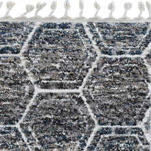 Load image into Gallery viewer, 8&#39; Navy Charcoal Hand Tufted Geometric Diamond Pattern Indoor Runner Rug
