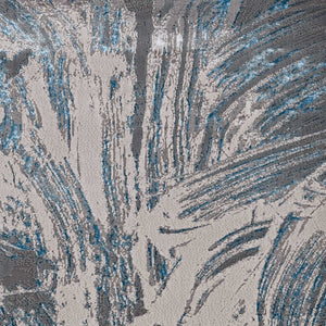 3' X 5' Silver Or Blue Abstract Brushstrokes Area Rug