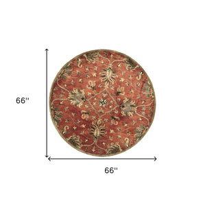 7' Sienna Orange Hand Tufted Wool Traditional Floral Indoor Runner Rug