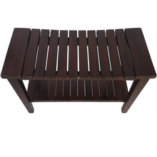 Load image into Gallery viewer, Contemporary Teak Shower Bench With Shelf In Brown Finish