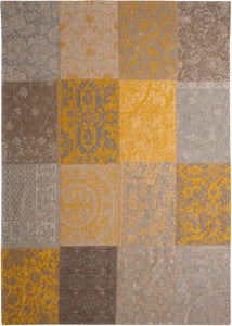 2.5' X 5' Yellow And Gray Patchwork Design Area Rug