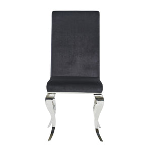 Set Of 2 Black Dining Chairs With Silver Tone Legs