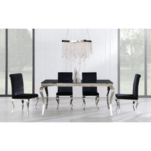 Load image into Gallery viewer, Set Of 2 Black Dining Chairs With Silver Tone Legs
