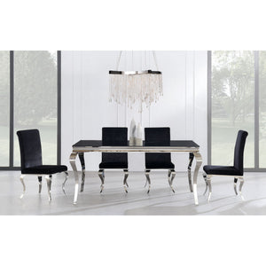 Set Of 2 Black Dining Chairs With Silver Tone Legs