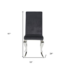Load image into Gallery viewer, Set Of 2 Black Dining Chairs With Silver Tone Legs