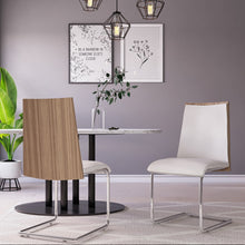 Load image into Gallery viewer, Set Of 2 Modern White Faux Leather And Walnut Finish Dining Chairs