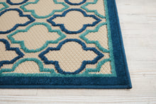 Load image into Gallery viewer, 3&#39; X 4&#39; Blue And Ivory Geometric Indoor Outdoor Area Rug