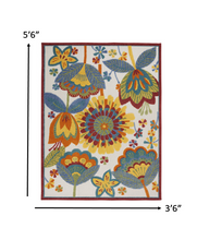 Load image into Gallery viewer, 4&#39; Round Yellow And Ivory Round Floral Indoor Outdoor Area Rug