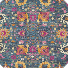 Load image into Gallery viewer, 6&#39; Blue And Orange Floral Power Loom Runner Rug