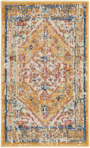 5' X 7' Yellow And Ivory Dhurrie Area Rug