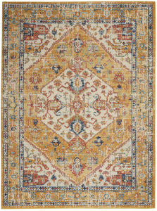 5' X 7' Yellow And Ivory Dhurrie Area Rug