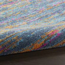 Load image into Gallery viewer, 6&#39; Blue And Orange Abstract Power Loom Runner Rug
