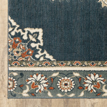 Load image into Gallery viewer, 8’ X 10’ Blue And Beige Floral Medallion Indoor Area Rug