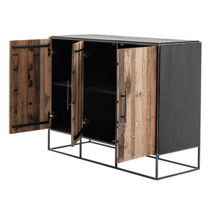 Modern Rustic Black And Natural Three Door Cabinet