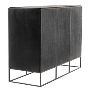 Modern Rustic Black And Natural Three Door Cabinet