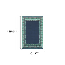 Load image into Gallery viewer, 5&#39; x 8&#39; Blue and Green Indoor Outdoor Area Rug