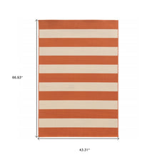 Load image into Gallery viewer, 4&#39; x 6&#39; Orange and Ivory Indoor Outdoor Area Rug
