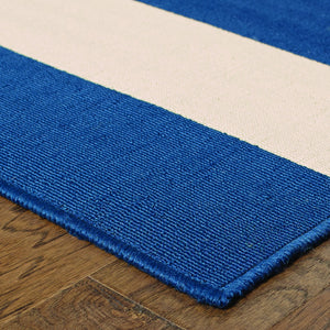5' x 8' Blue and Ivory Indoor Outdoor Area Rug