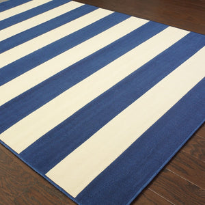 5' x 8' Blue and Ivory Indoor Outdoor Area Rug