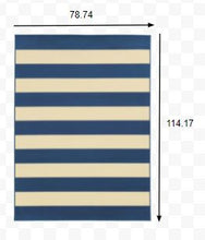 Load image into Gallery viewer, 5&#39; x 8&#39; Blue and Ivory Indoor Outdoor Area Rug
