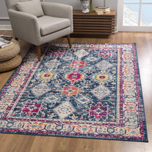 Load image into Gallery viewer, 6&#39; X 9&#39; Navy Blue Oriental Dhurrie Area Rug