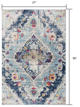 Load image into Gallery viewer, 10&#39; Blue Oriental Dhurrie Runner Rug