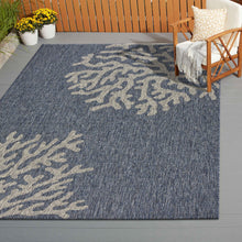 Load image into Gallery viewer, 5&#39; X 7&#39; Blue And Gray Indoor Outdoor Area Rug